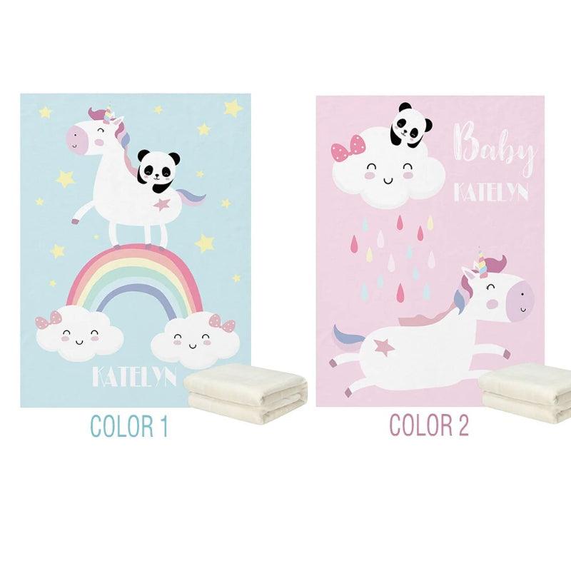 Personalized Unicorn Panda Blanket