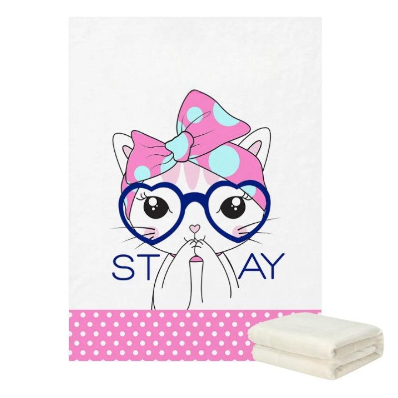 Cat Fleece Blanket Personalized Coral Throw for Pampered Pets