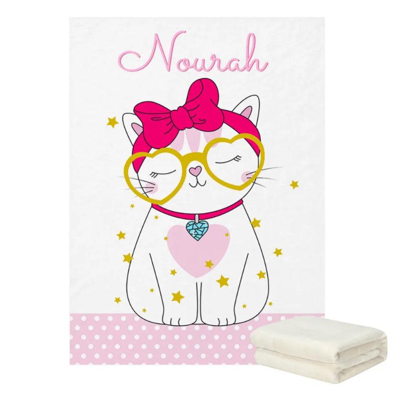 Cat Fleece Blanket Personalized Coral Throw for Pampered Pets