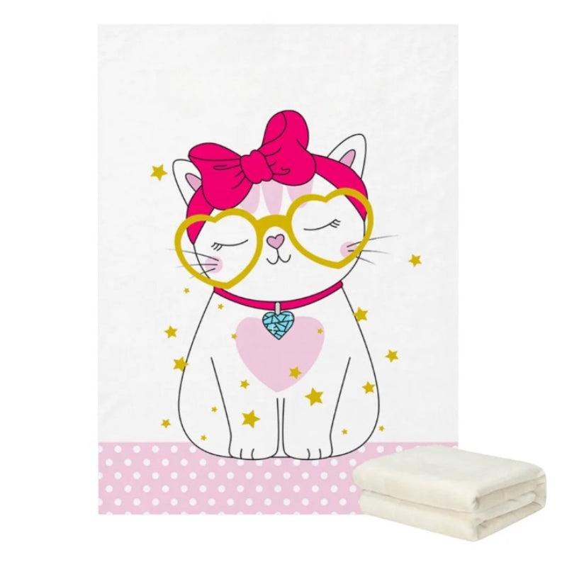Cat Fleece Blanket Personalized Coral Throw for Pampered Pets