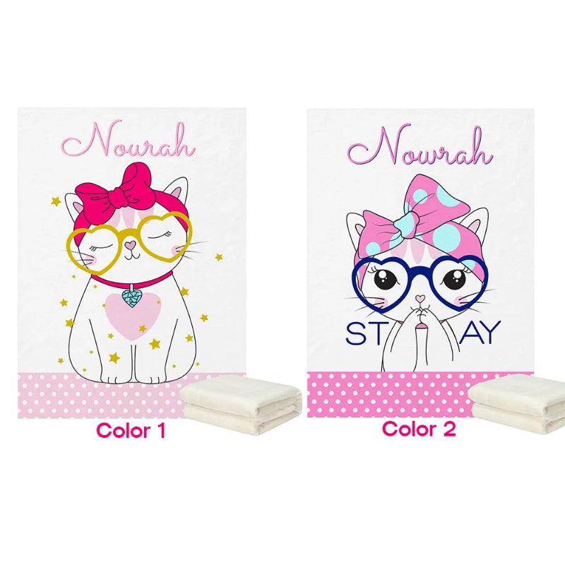 Cat Fleece Blanket Personalized Coral Throw for Pampered Pets
