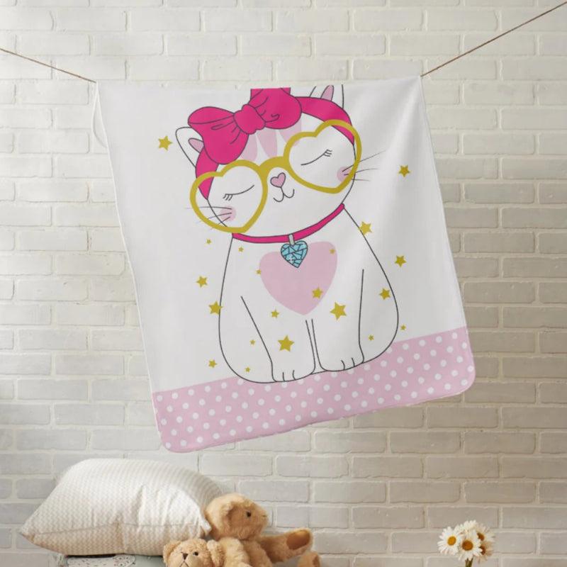 Cat Fleece Blanket Personalized Coral Throw for Pampered Pets