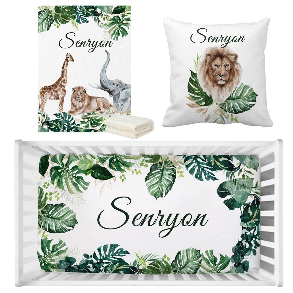 Personalized Jungle Leaves Bedding