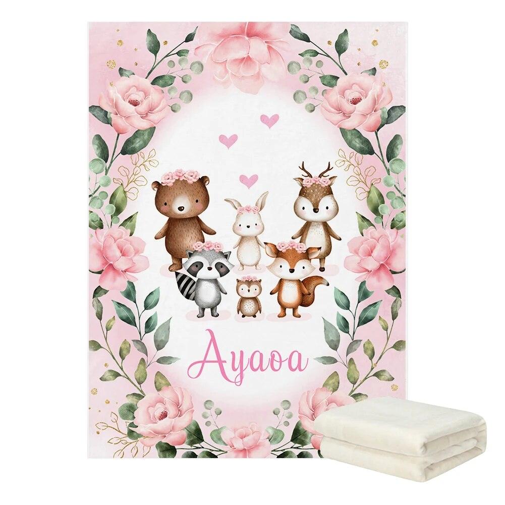 Floral Bear Name Blanket