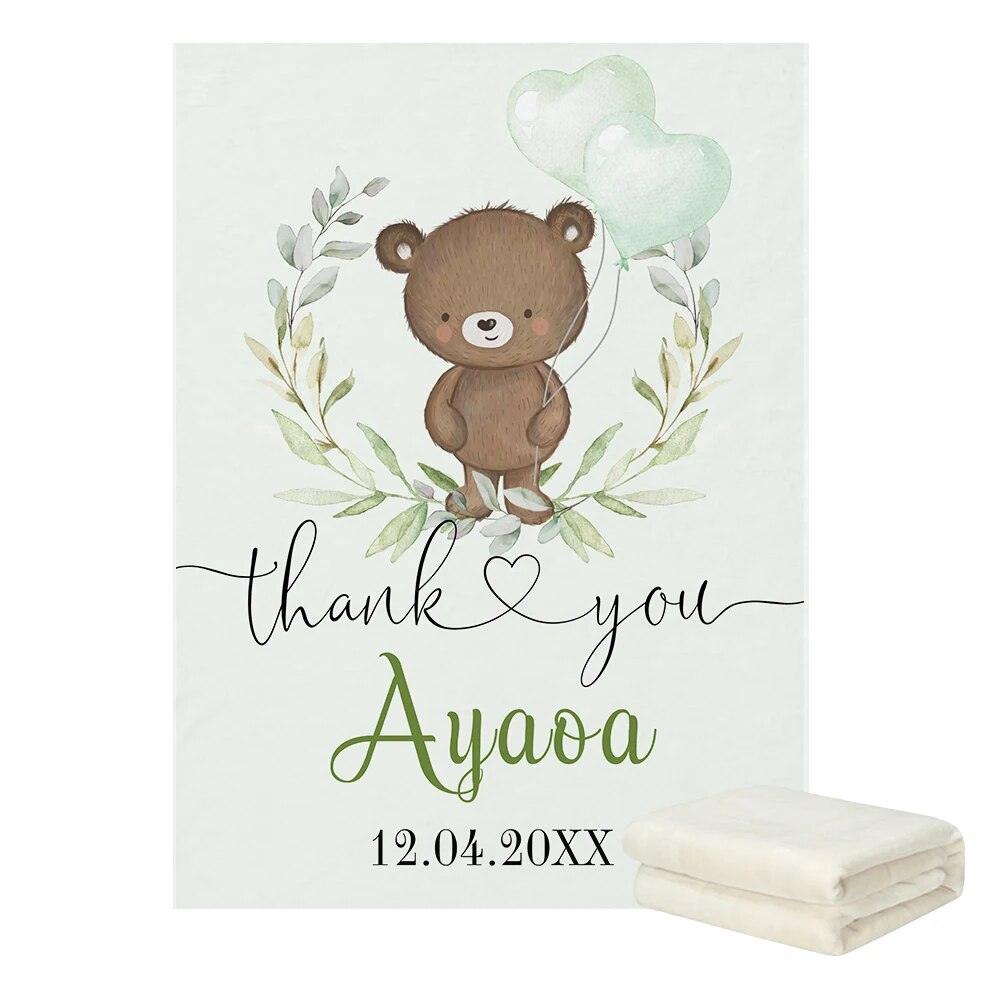Floral Bear Name Blanket