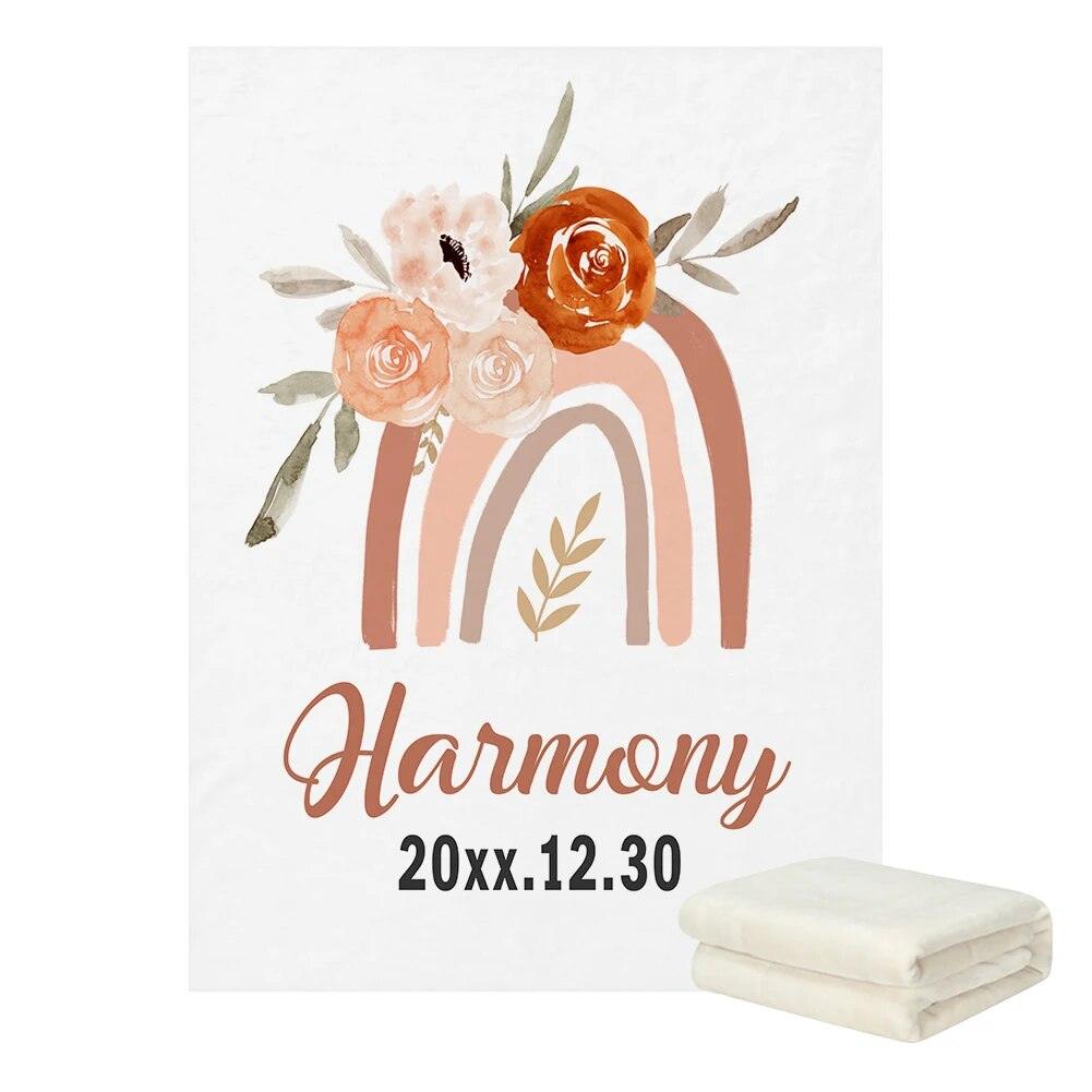 Personalized Name Boho Rainbow Blanket
