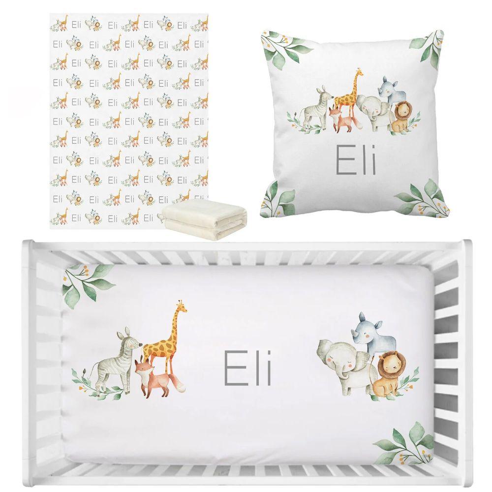 Personalized Jungle Crib Set