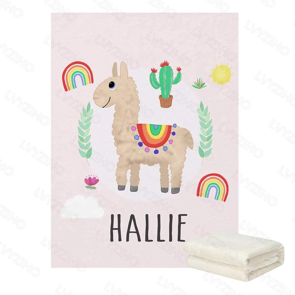 Personalized Llama Rainbow Blanket