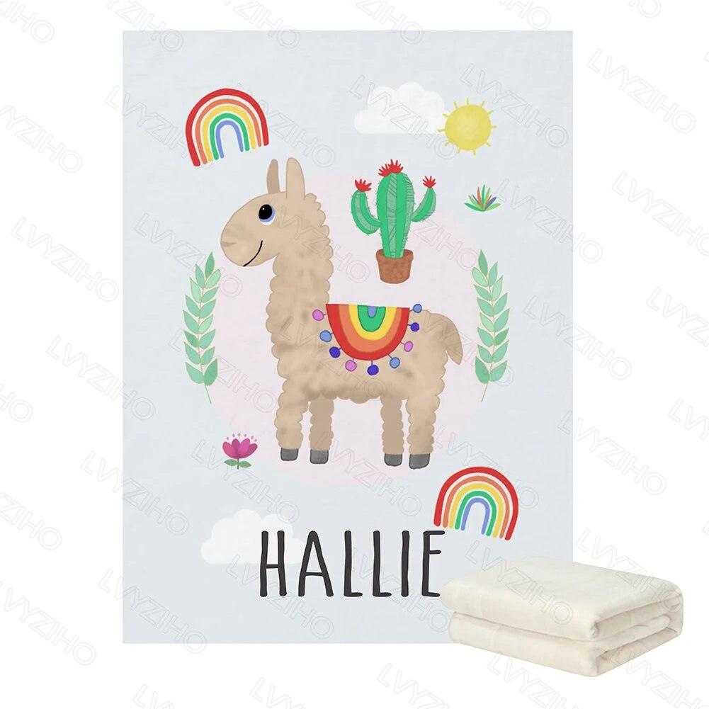 Personalized Llama Rainbow Blanket