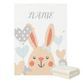 Rabbit Baby Blanket Personalized Bunny and Balloon Fleece Throw