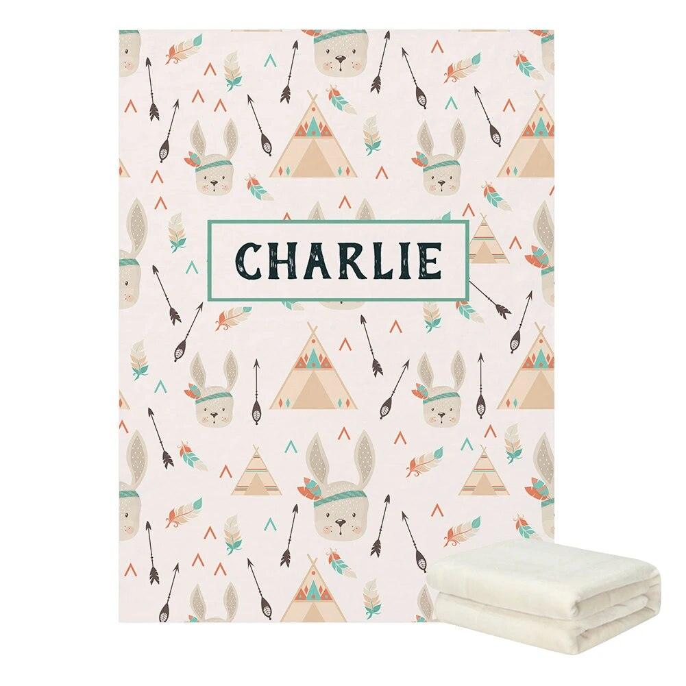 Personalized Rabbit Bear Blanket