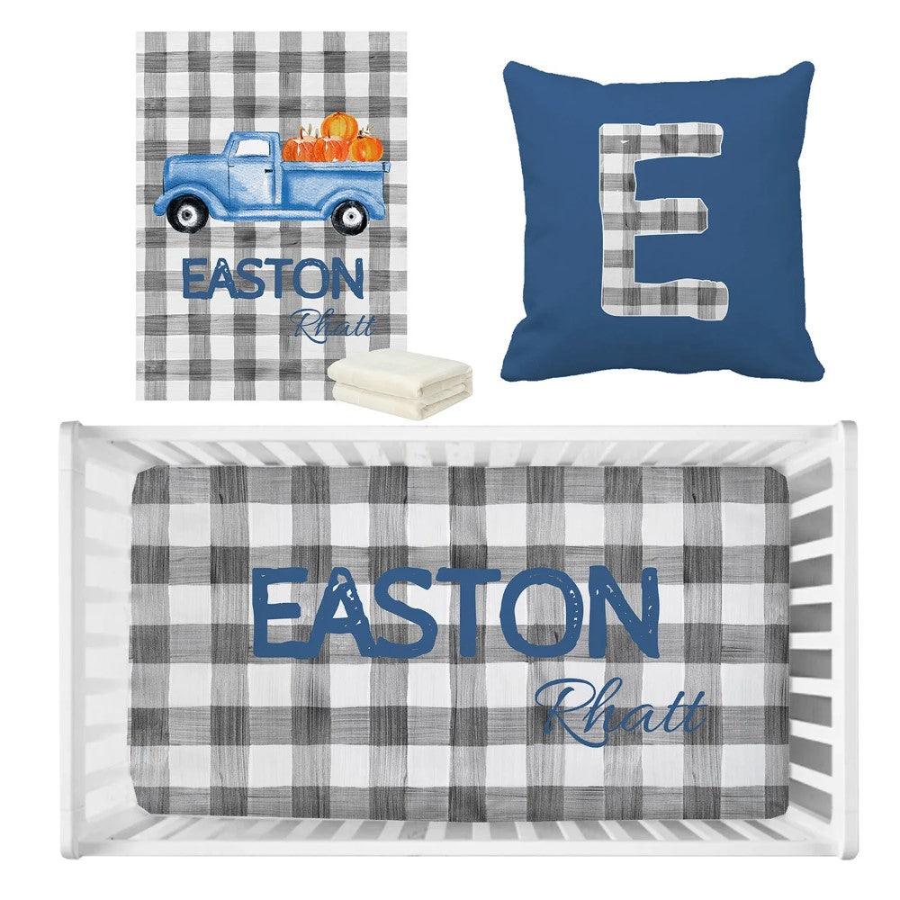 Plaid Truck Crib Set