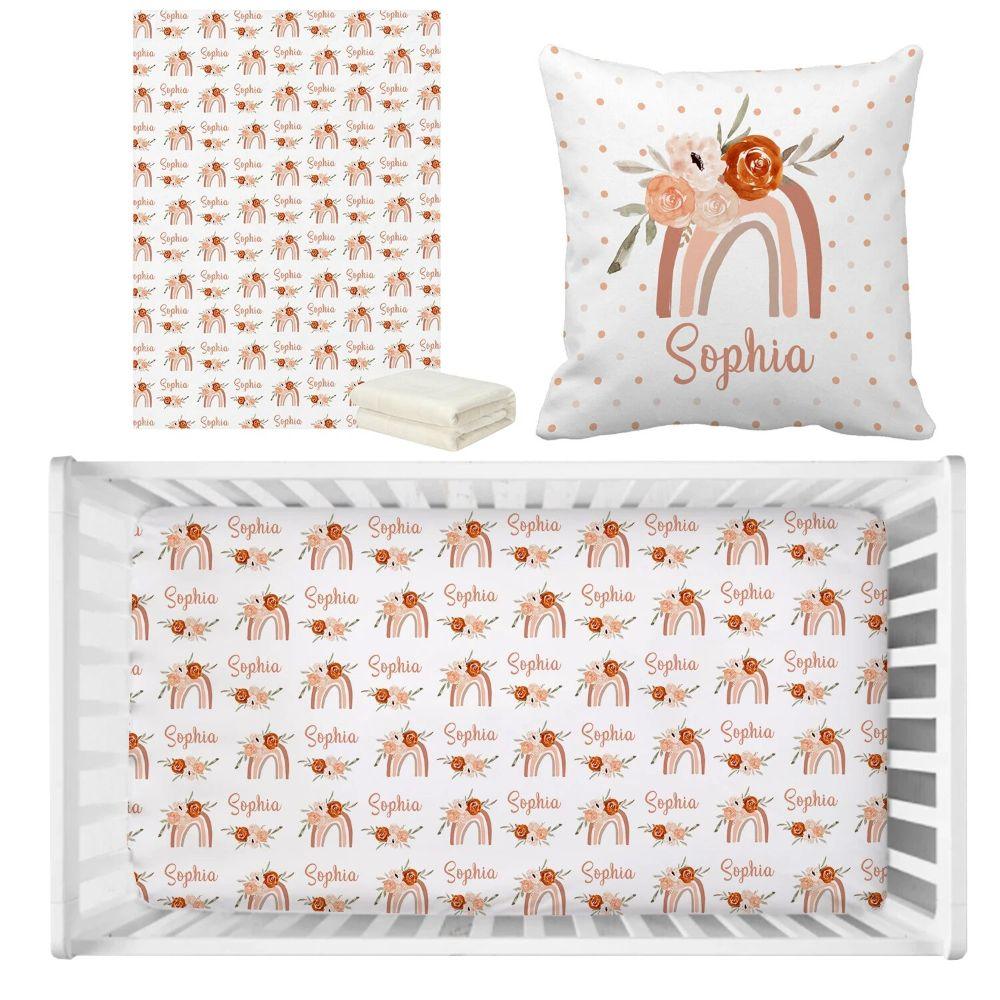 Personalized Rainbow Crib Bedding