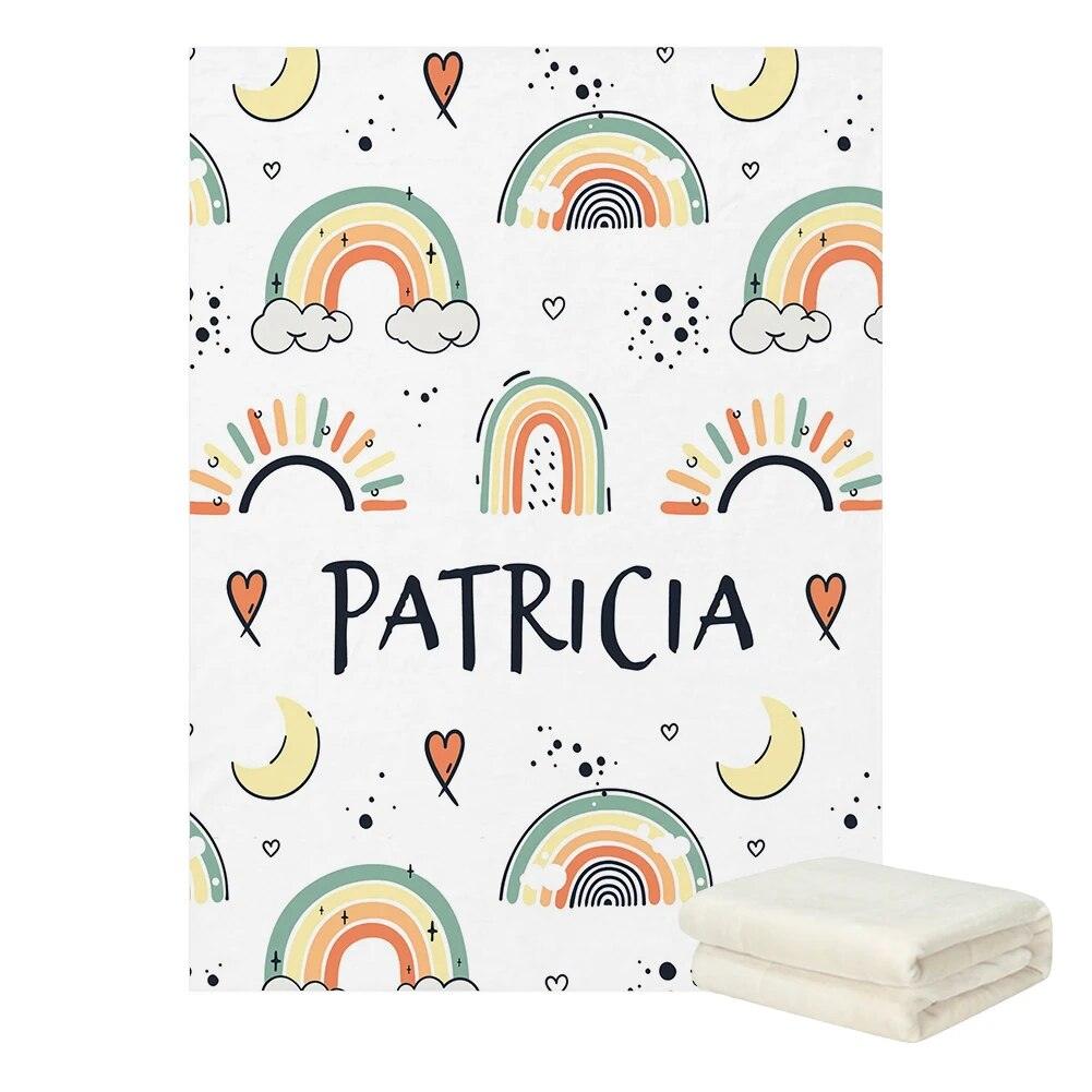 Custom Name Rainbow Blanket for Kids Room Decor