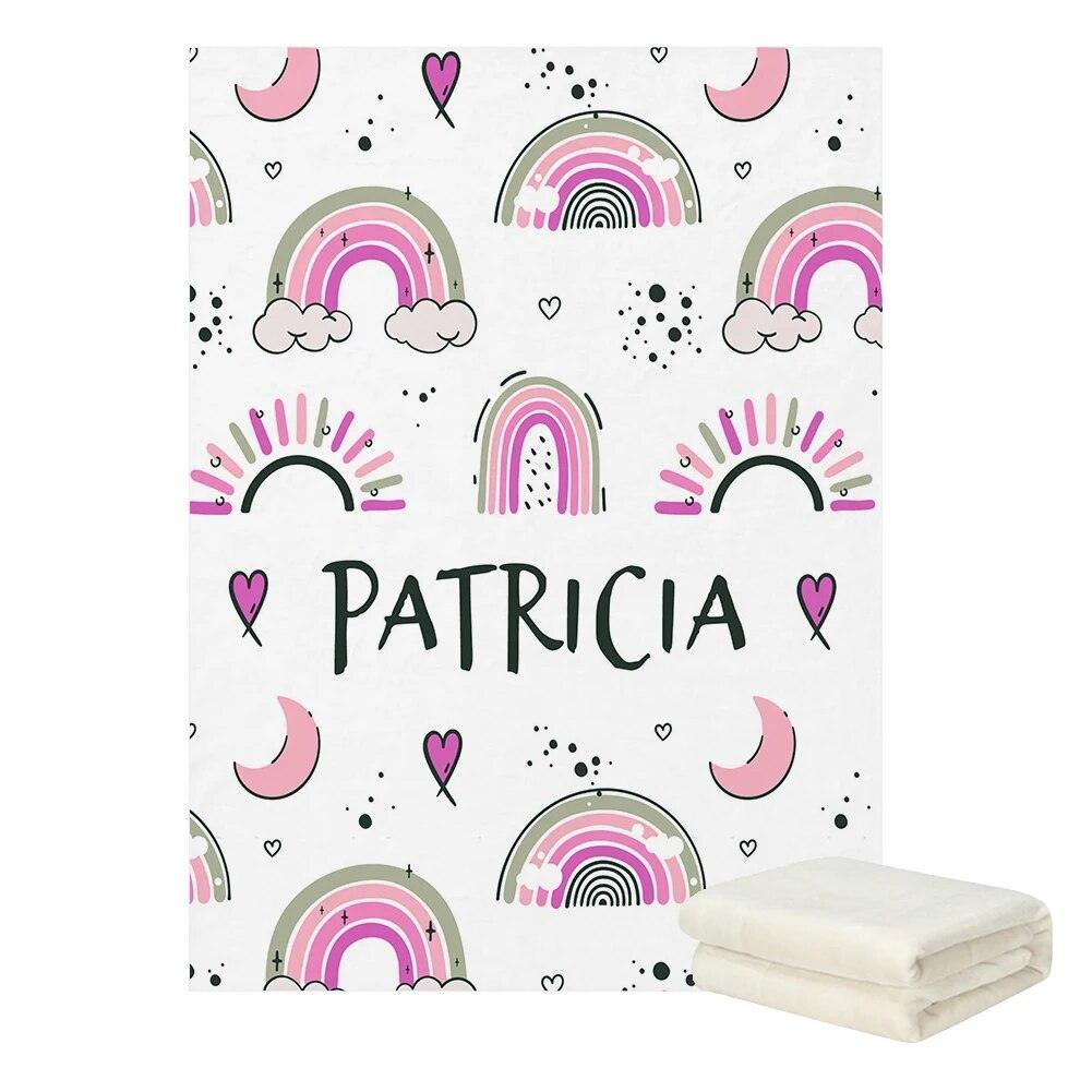 Custom Name Rainbow Blanket for Kids Room Decor
