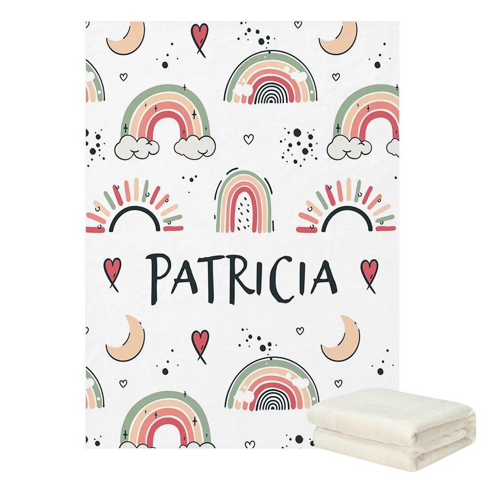 Custom Name Rainbow Blanket for Kids Room Decor