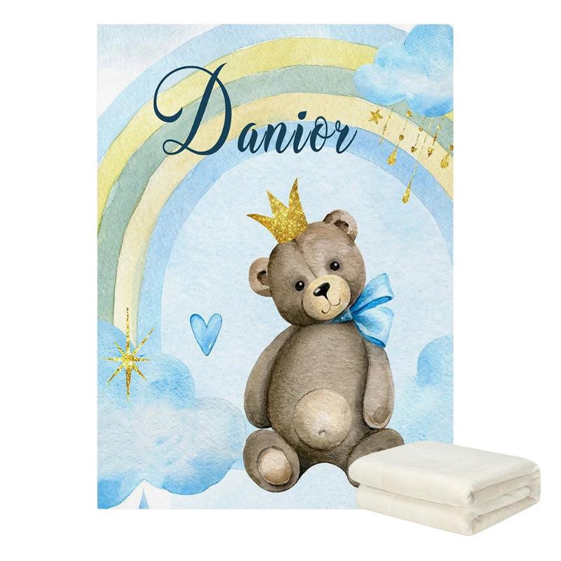 Personalized Teddy Bear Blanket Soft Fleece Custom Name Gift