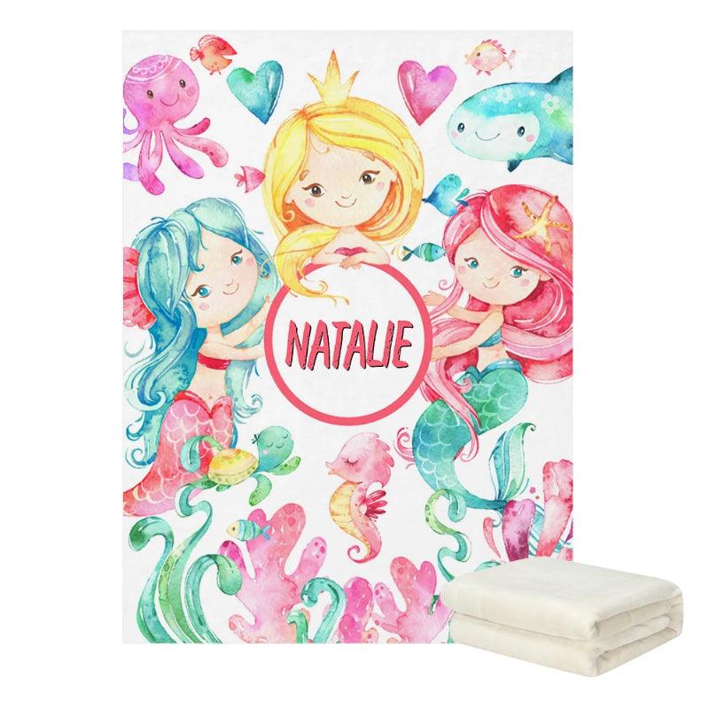 Kids Underwater Baby Blanket Personalized Sea Life Fleece
