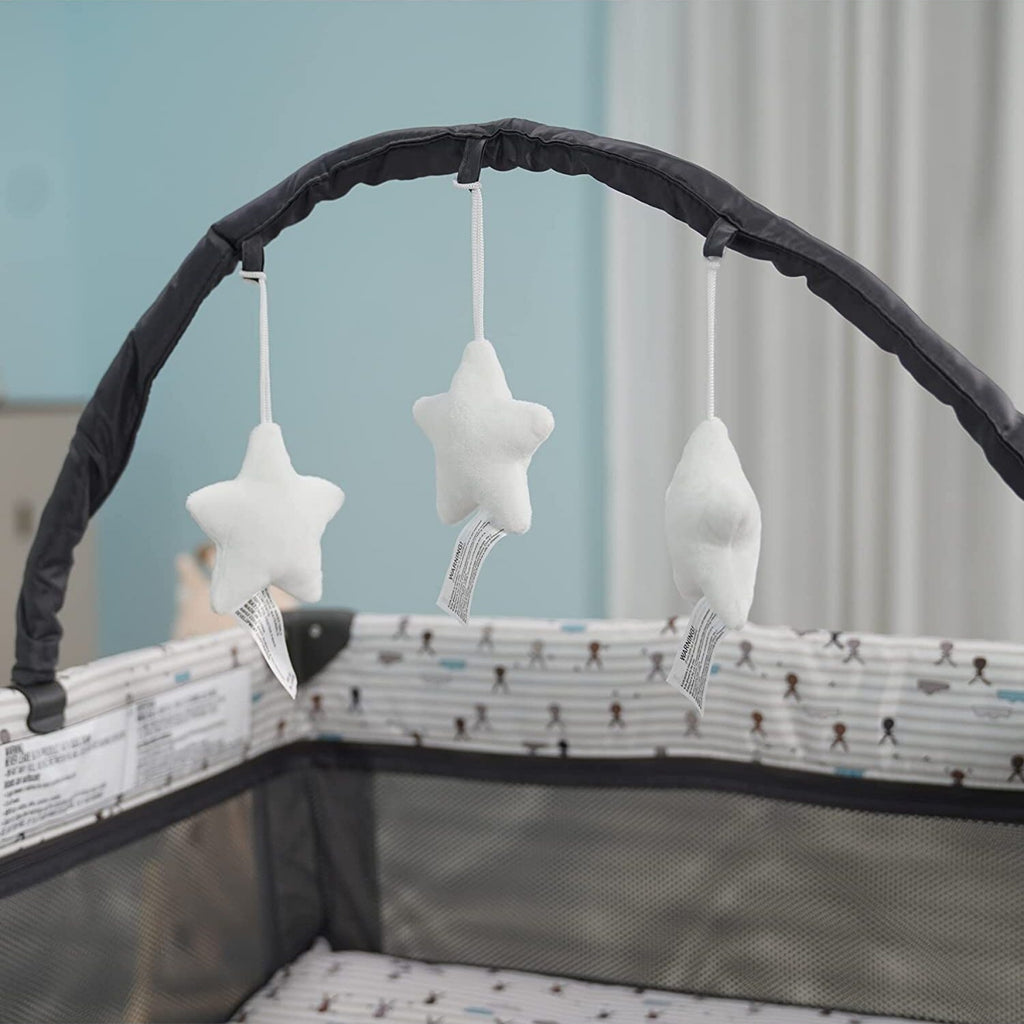 Baby Portable Playard With Bassinet Mattress And Toy Bar