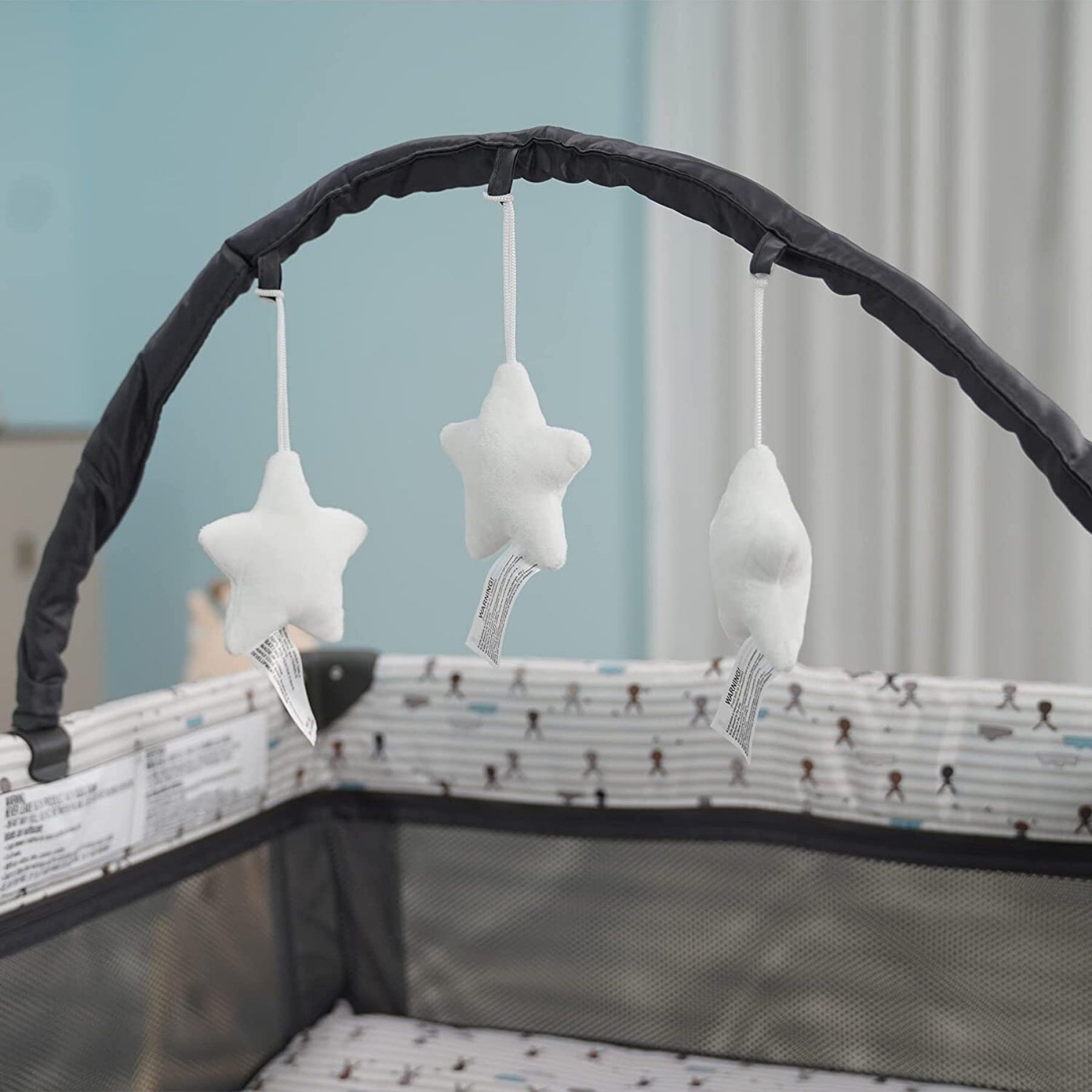 Baby Portable Playard With Bassinet Mattress And Toy Bar