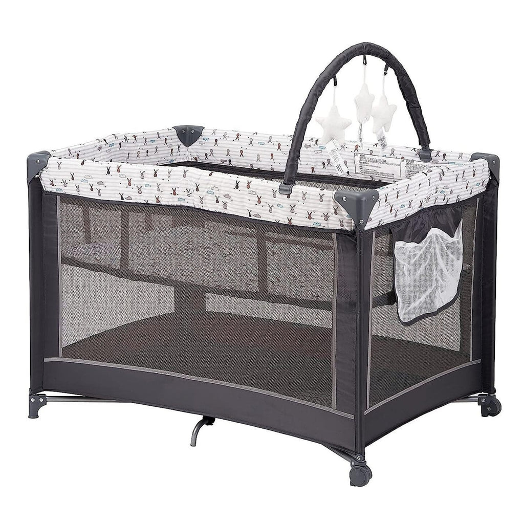 Baby Portable Playard With Bassinet Mattress And Toy Bar