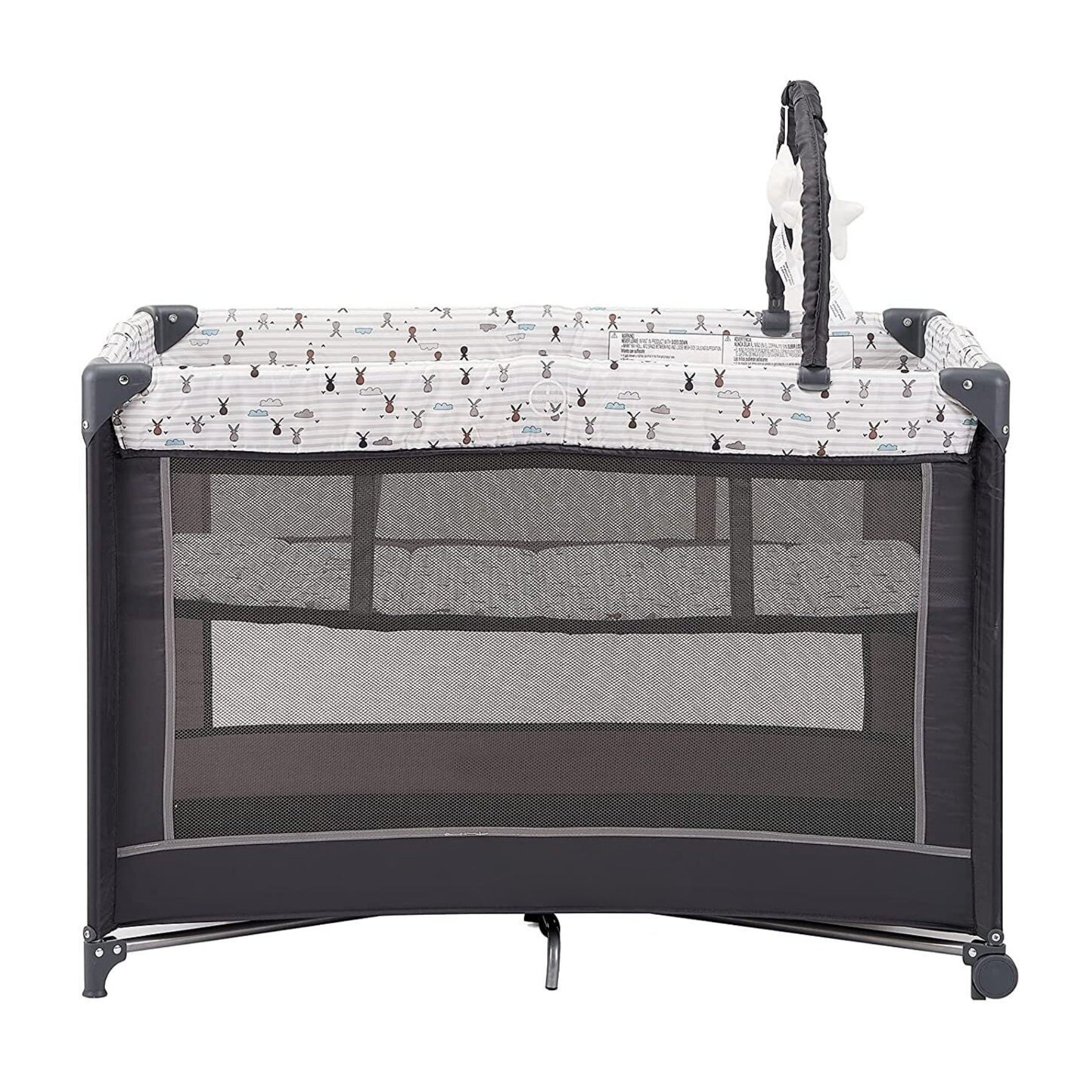 Baby Portable Playard With Bassinet Mattress And Toy Bar