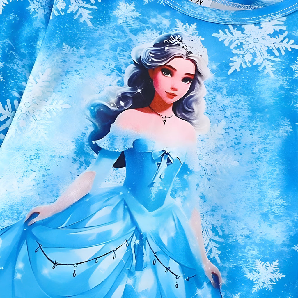 Girls Princess And Snowflake Theme Pajama Set
