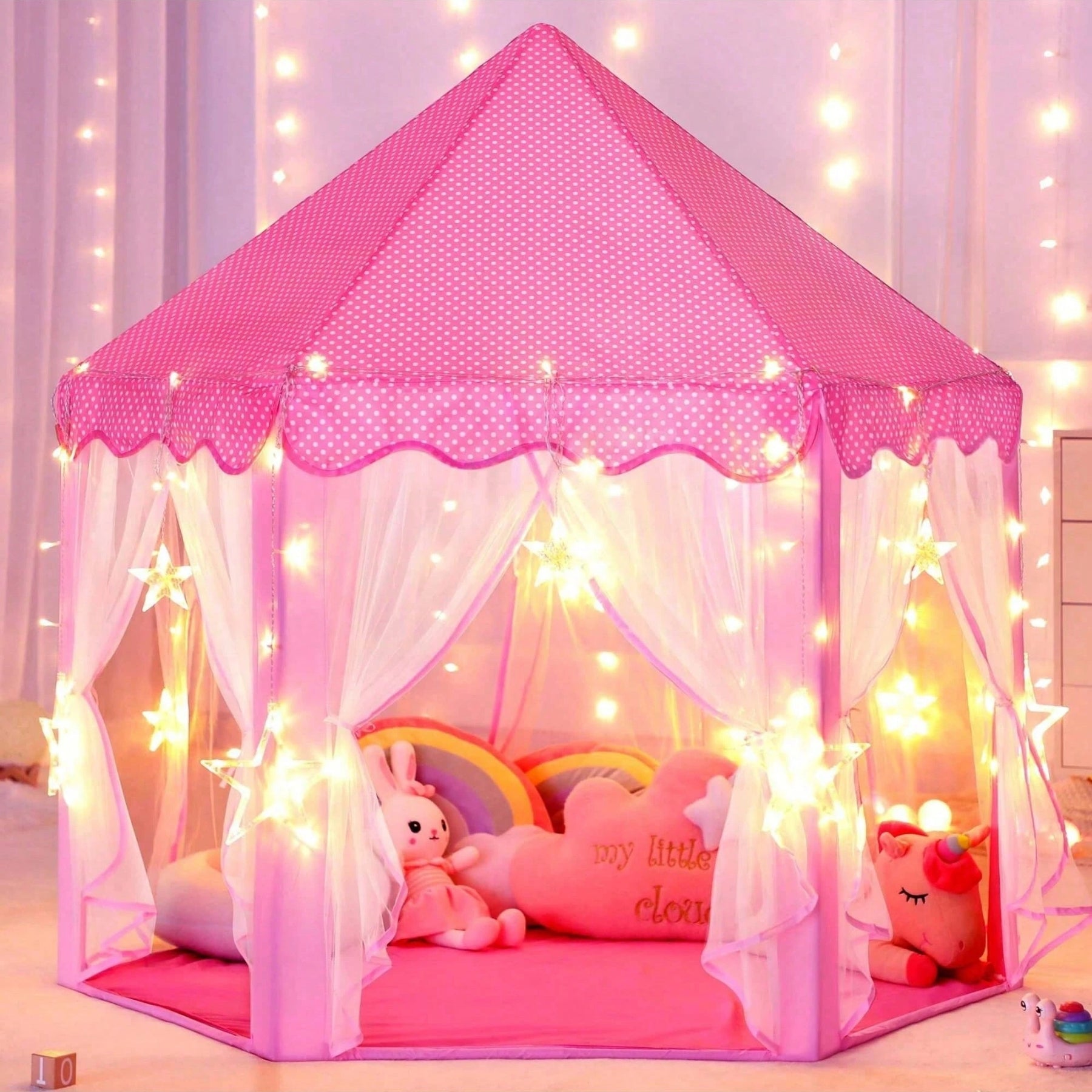 Castle Princess Play Tent With Star Lights
