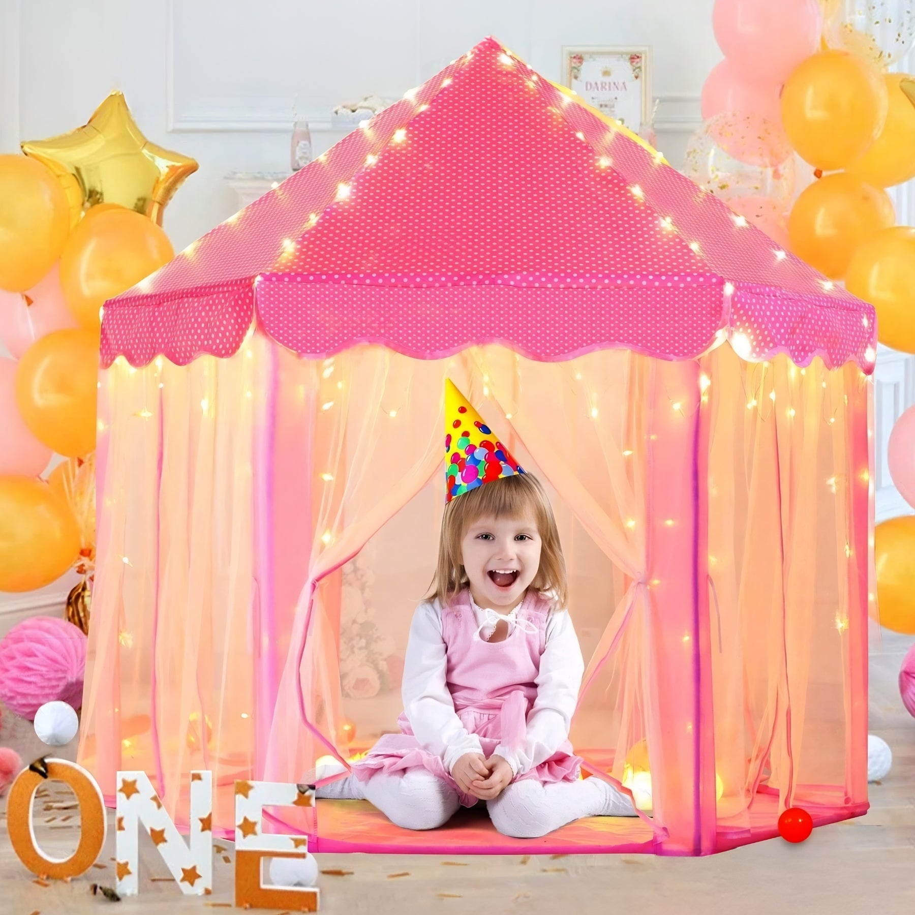 Castle Princess Play Tent With Star Lights