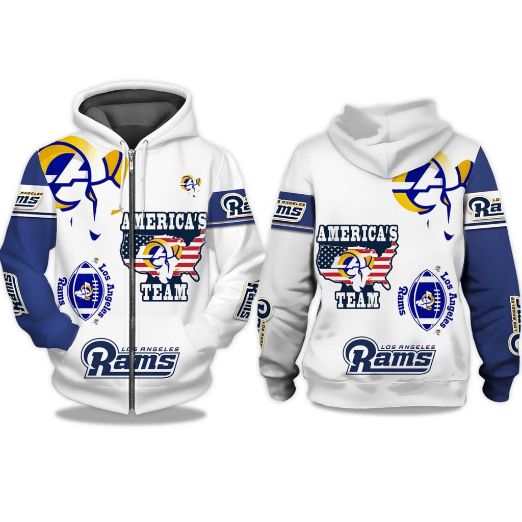 Los Angeles Rams Football Themed Zip Kids Hoodie