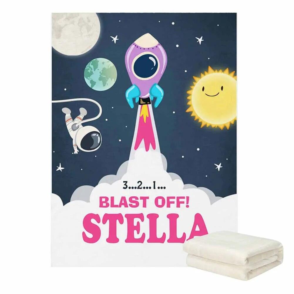 Rocket Ship Name Blanket