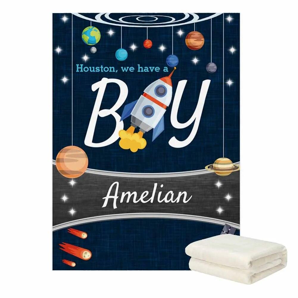 Rocket Ship Name Blanket