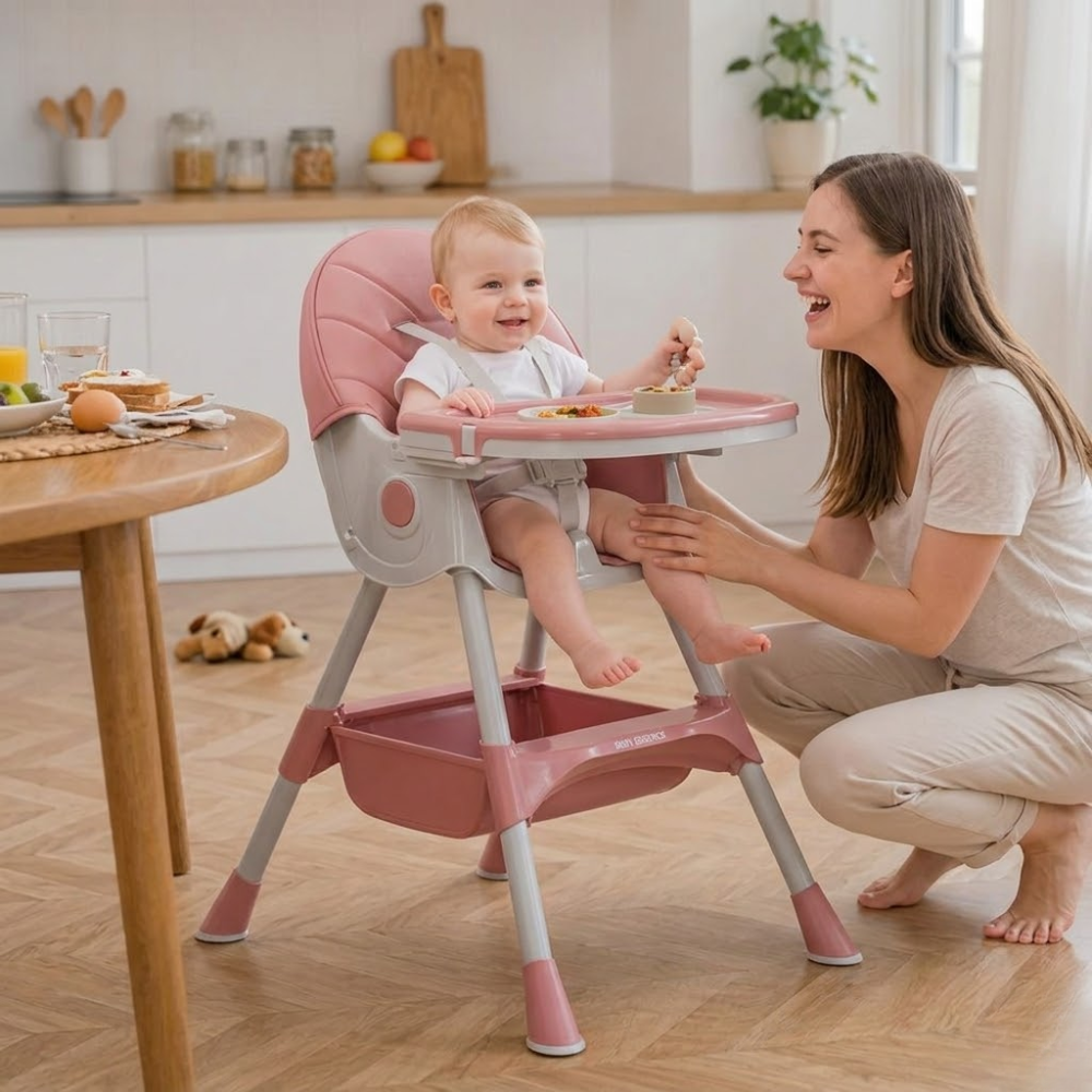 Babies And Toddlers 5 In 1 Convertible High Chair Foldable