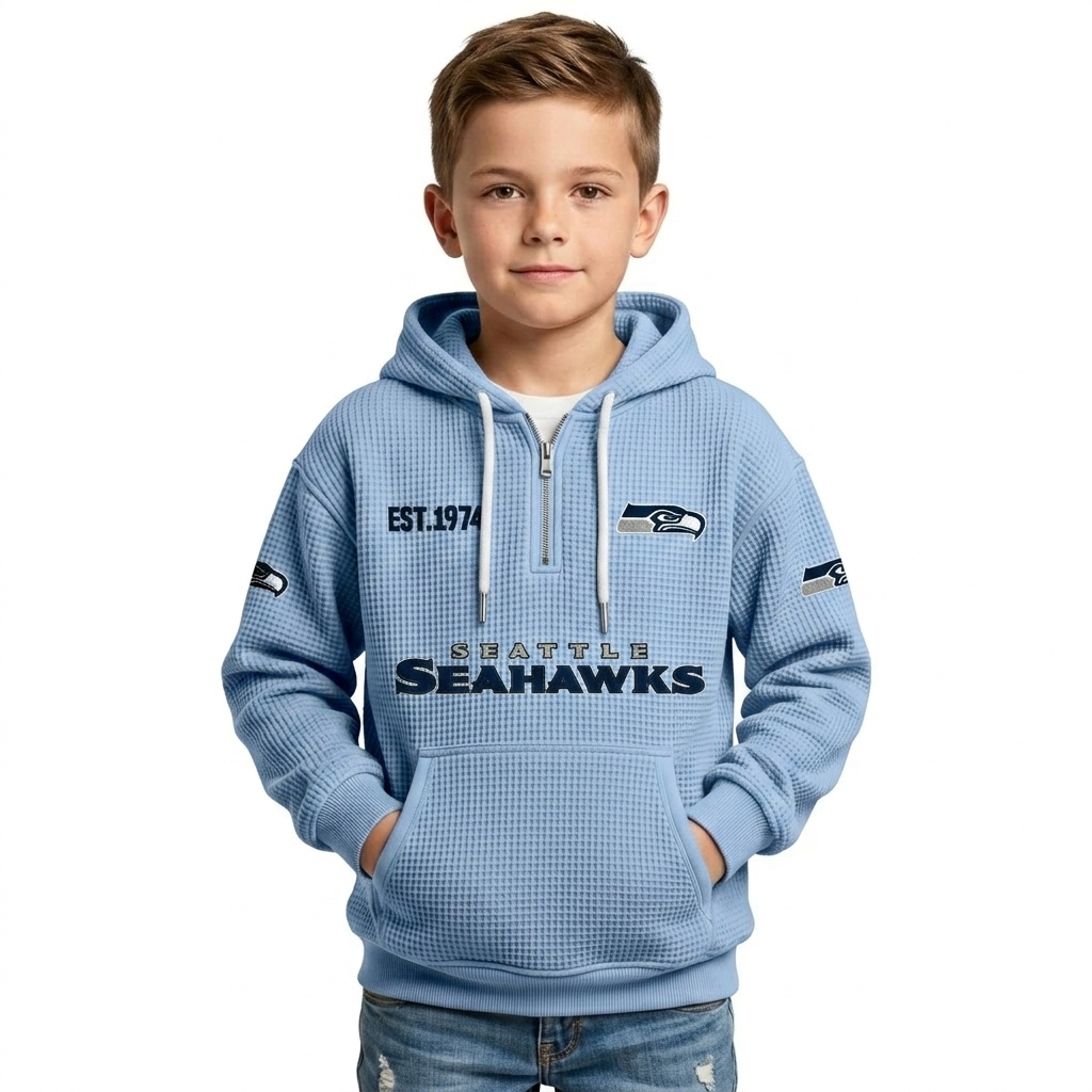Seattle Seahawks Quarter Zip Kids Hoodie