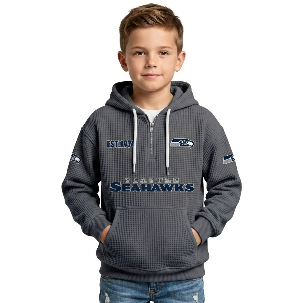 Seattle Seahawks Quarter Zip Kids Hoodie