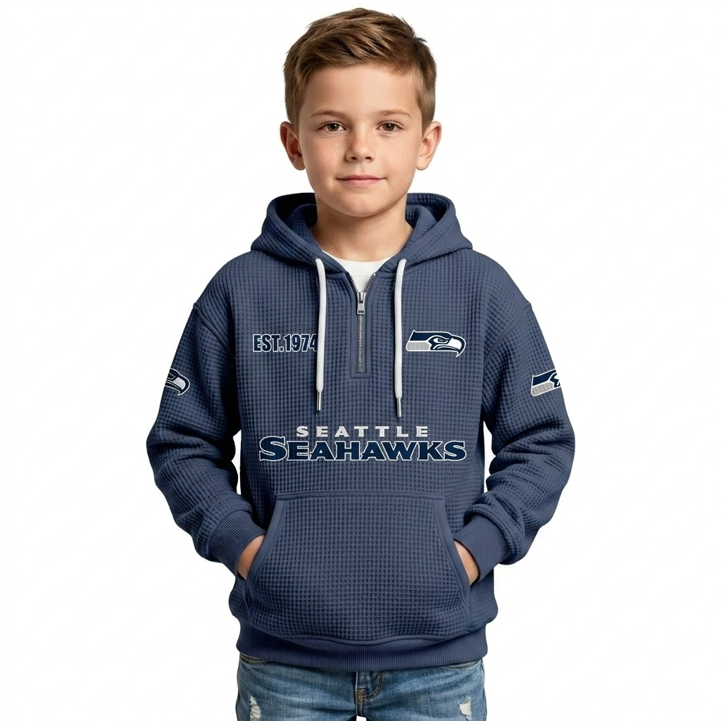 Seattle Seahawks Quarter Zip Kids Hoodie