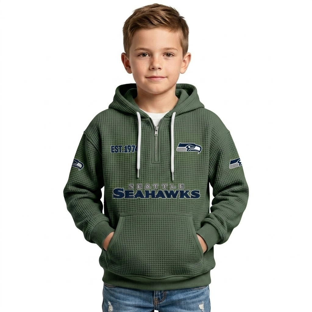 Seattle Seahawks Quarter Zip Kids Hoodie