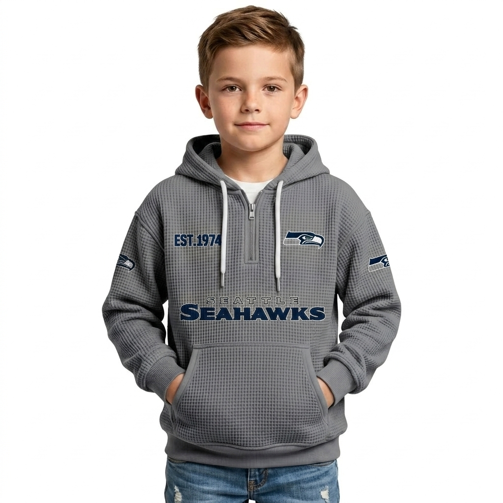 Seattle Seahawks Quarter Zip Kids Hoodie