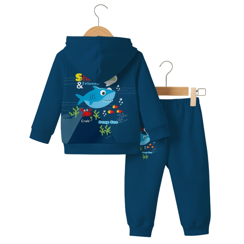 Babies Shark Theme Hood And Matching Pants