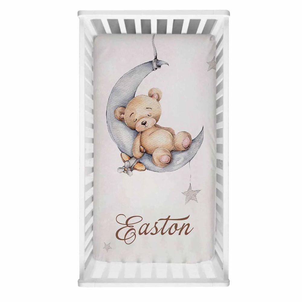 Custom Name Sleeping Bear Crib Bedding