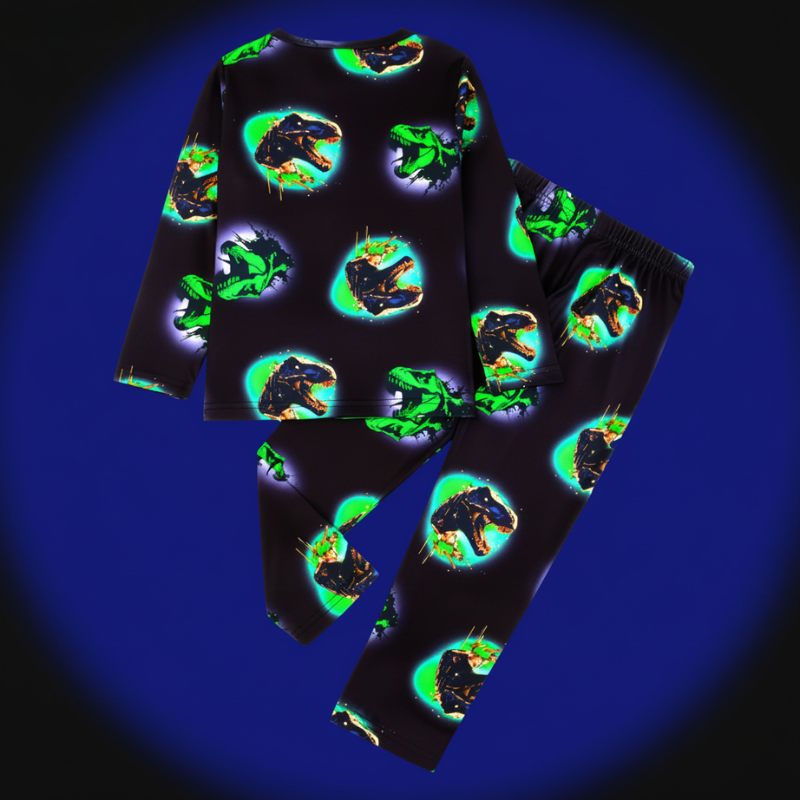Boys Long Sleeve Dinosaur Print Pajama Set