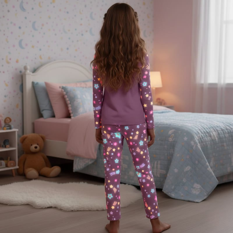 Girls Unicorn Print Long Sleeve Pajama Set