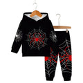 Boys Spider Web Print Hooded Sweatshirt Set