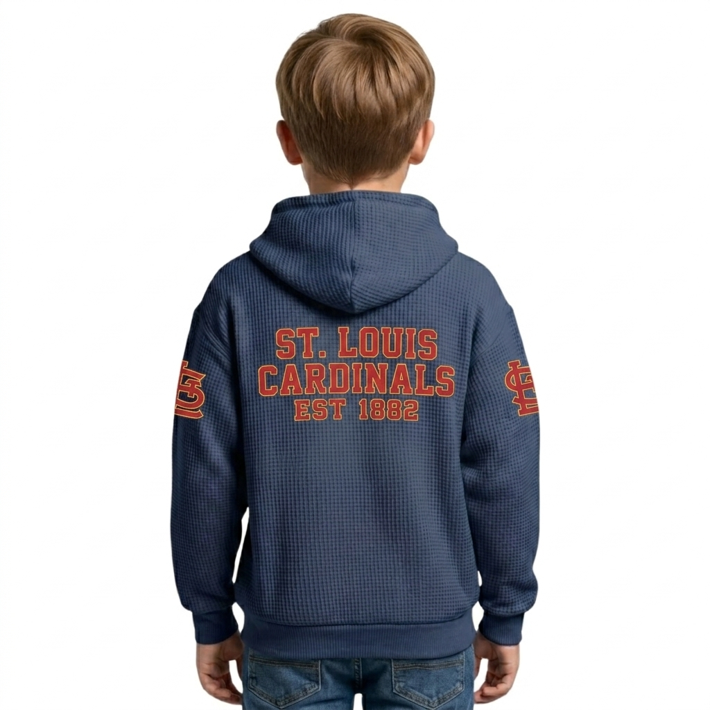 St. Louis Cardinals EST 1882 Kids Baseball Fan Printed Waffle Quarter Zip Hoodie