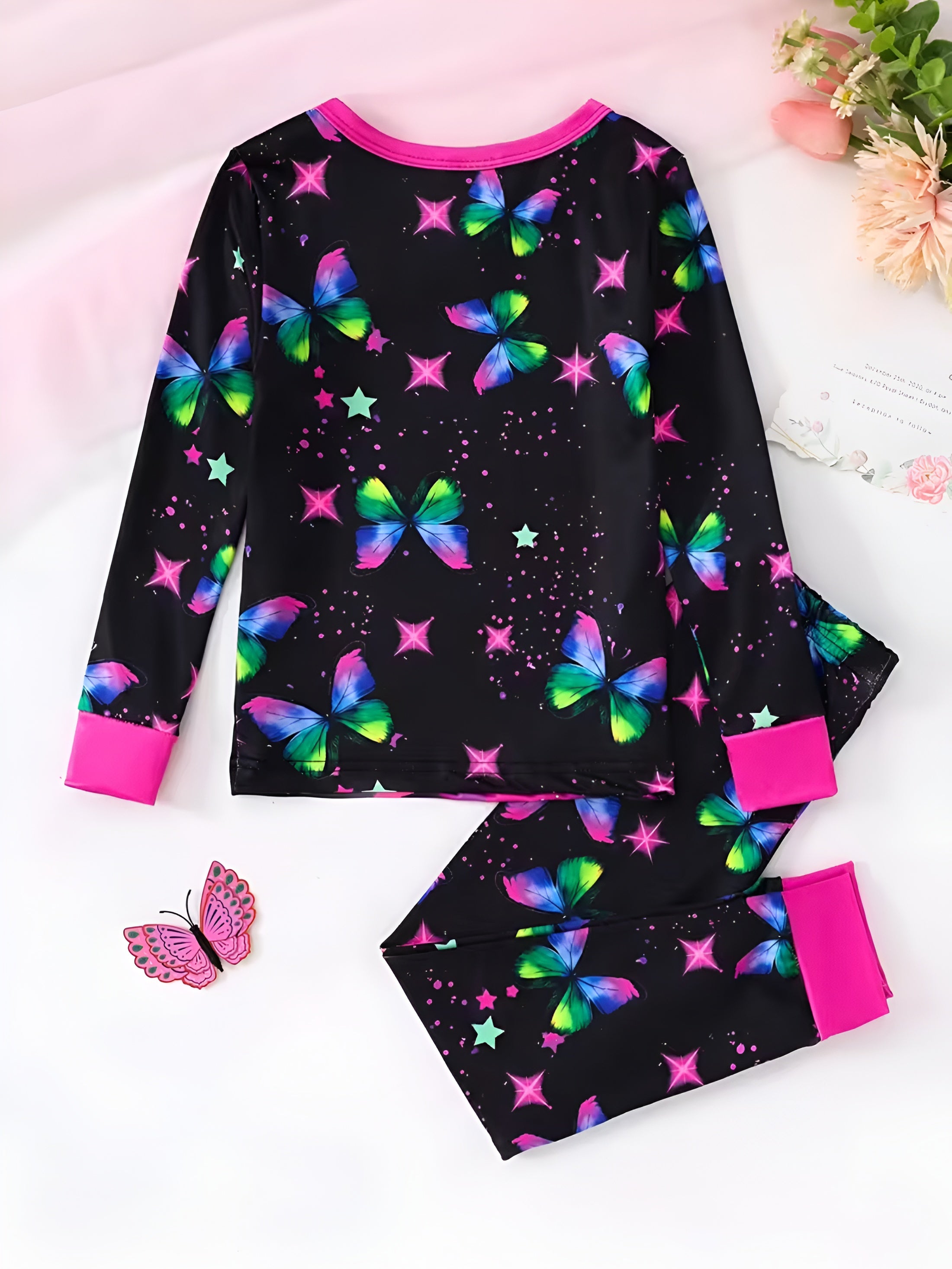 Girls Starry Butterfly Design Pajama Set