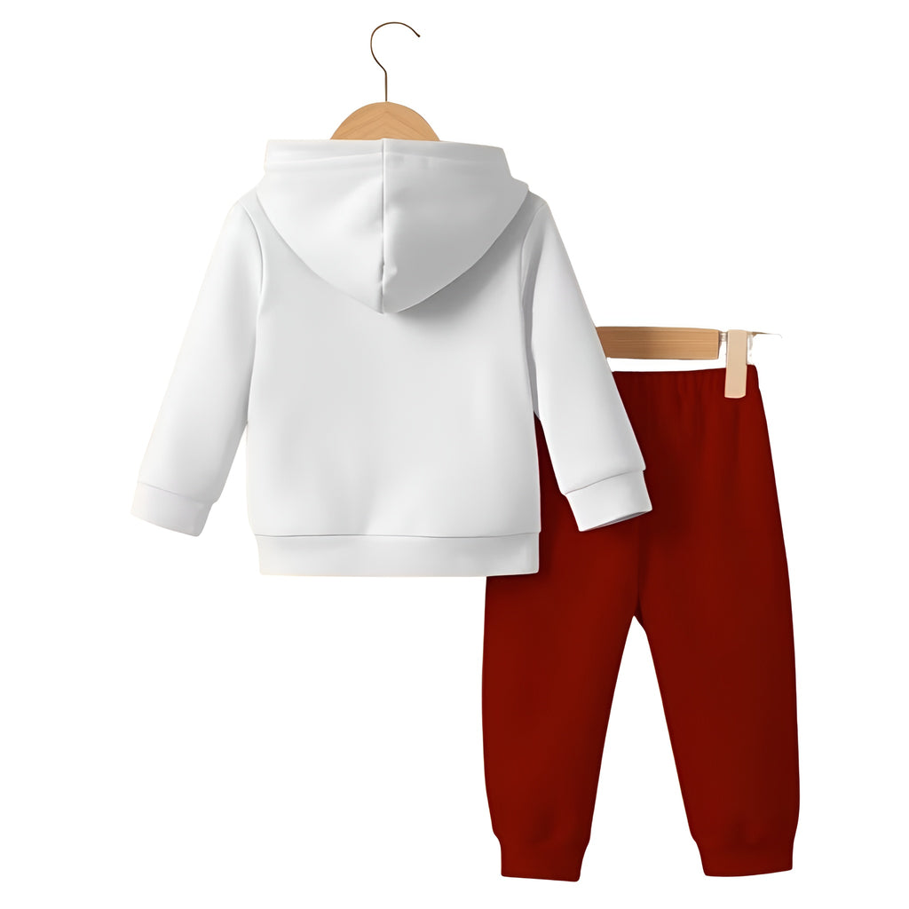 Baby Boys Two Piece Hoodie And Pants Set With Dinosaur And Glasses Pattern