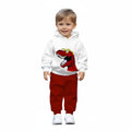 Baby Boys Two Piece Hoodie And Pants Set With Dinosaur And Glasses Pattern