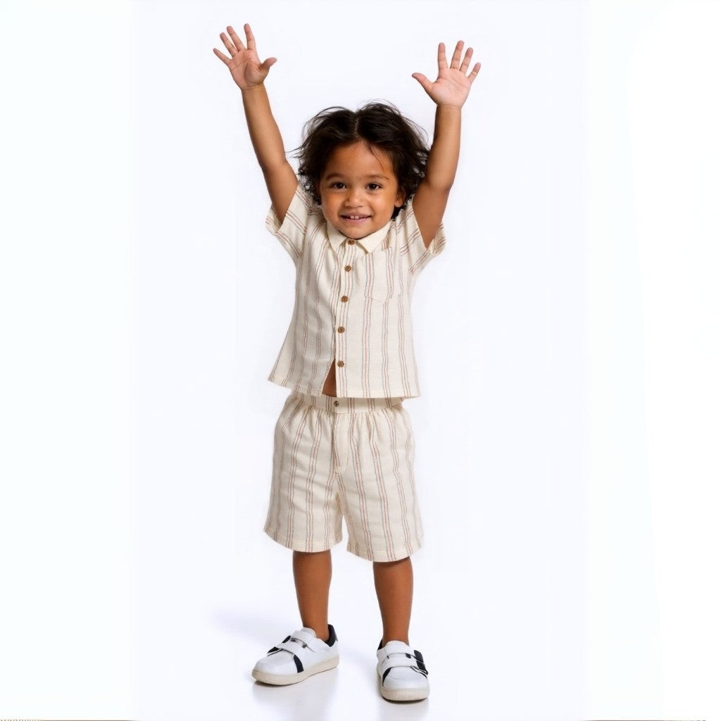 Baby Boys Gauze Slub T-Shirt And Shorts Set