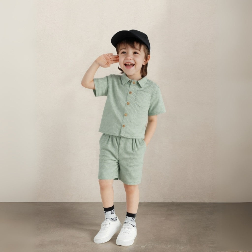 Baby Boys Gauze Slub T-Shirt And Shorts Set