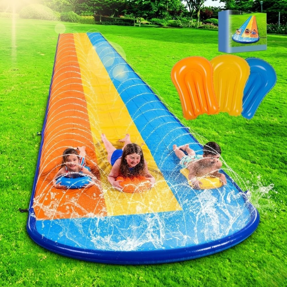18ft Triple Lane Water Slide With Bodyboards